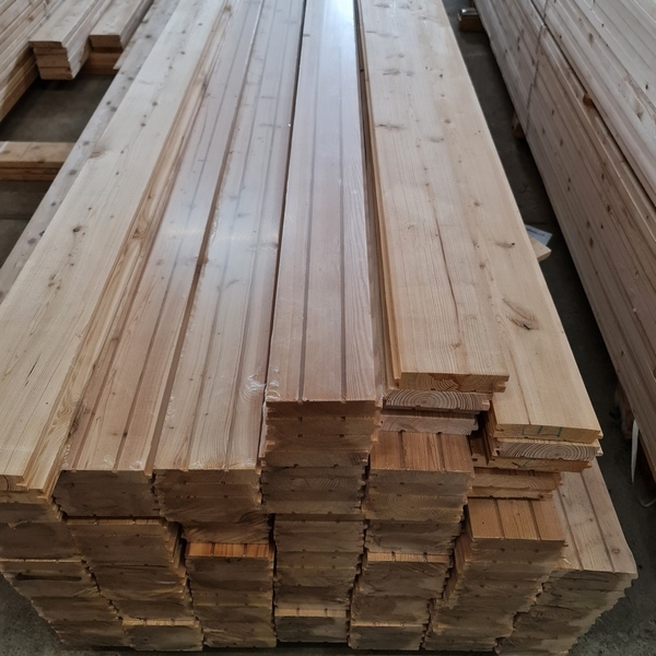 Profilholz Bodendielen Sibirische Lärche Rauspund Nut Feder 28x115 mm