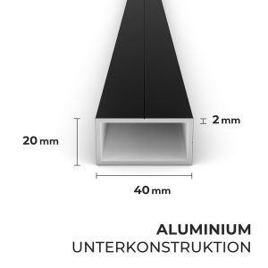 Aluminium Unterkonstruktion 40x20 mm 2 mm Schwarz