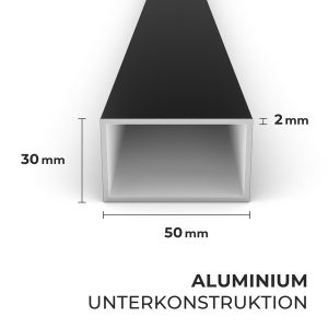 Aluminium Unterkonstruktion 50x30 mm 2 mm Schwarz