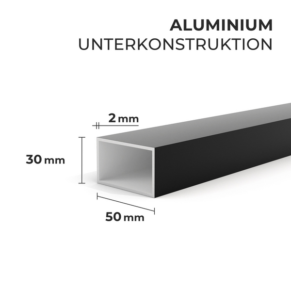 Aluminium Unterkonstruktion 50x30 mm 2 mm Schwarz 2 Aluminium Unterkonstruktion 50x30 mm 2 mm Schwarz – Bild 2