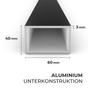 Aluminium Unterkonstruktion 60x40 mm 2 mm Schwarz