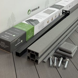 WPC Pfosten 1,9 m zum Aufschrauben inkl. Zubehör Set