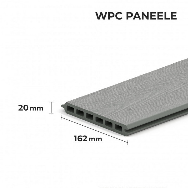 WPC Zaunelemente Steckprofil 162x20 mm Holzoptik 4 Paneele 1 WPC Zaunelemente Steckprofil 162x20 mm Grau Holzoptik