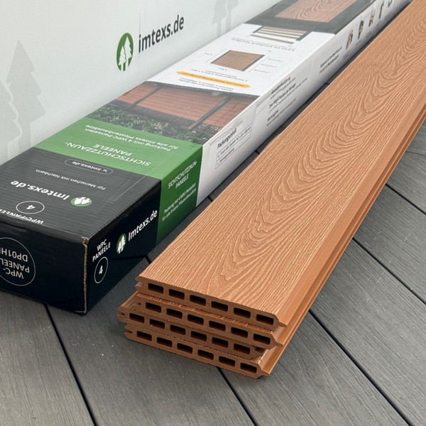 WPC Zaunelemente Steckprofil 162x20 mm Holzoptik 4 Paneele 4 WPC Zaunelemente Steckprofil 162x20 mm Holzoptik 4 Paneele – Bild 4